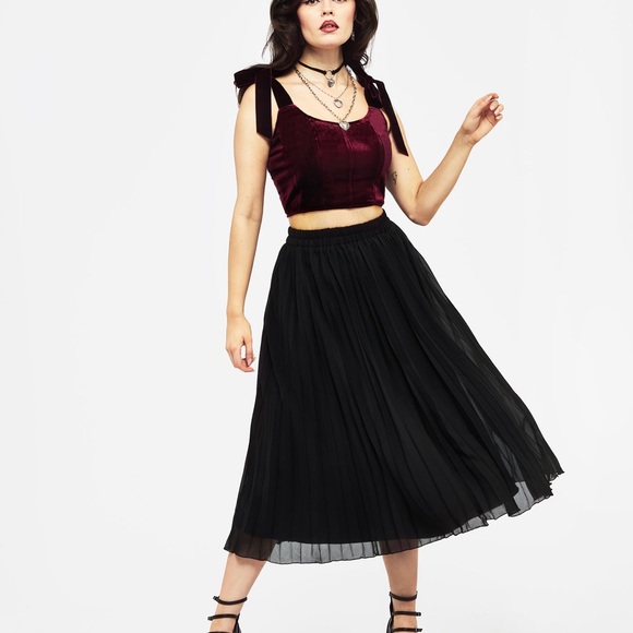 Disturbia Lisette Velour Tie Strap Corset Top - Wine Sz 6 - Picture 3 of 9